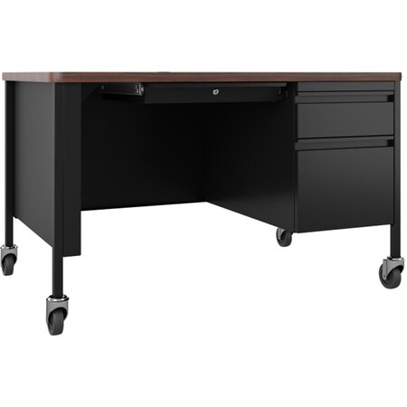 Lorell Fortress Series Walnut Top Teachers DeskBlack 48 x 30 x 29.5 in. LLR66943